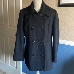Kenneth Cole Black Wool Winter Coat Size 14 PeaCoat